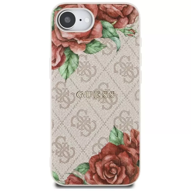 Guess 4G Flowers Print MagSafe Case für iPhone 16e / 17e Pink