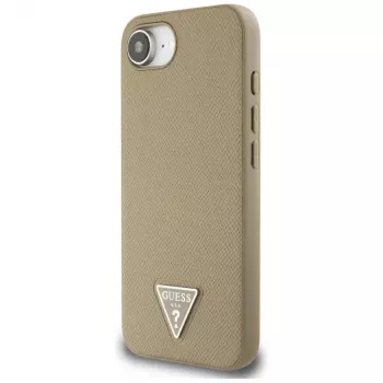 Guess Grained Triangle MagSafe Case für iPhone 16e (Braun)