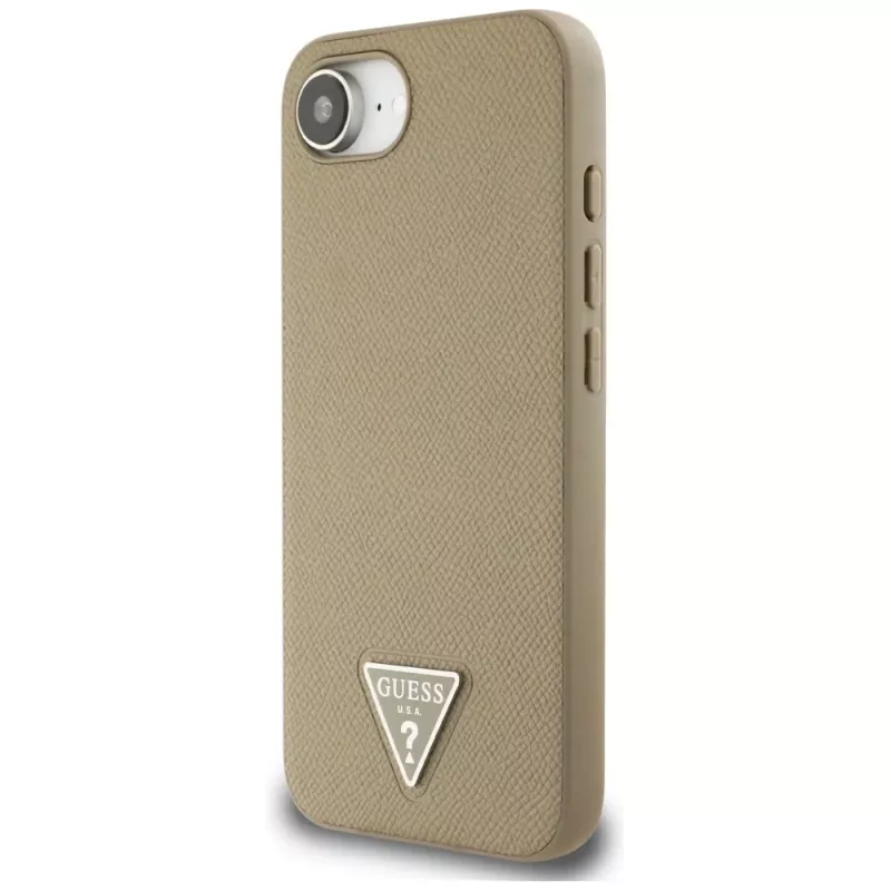 Guess Grained Triangle MagSafe Case für iPhone 16e (Braun)