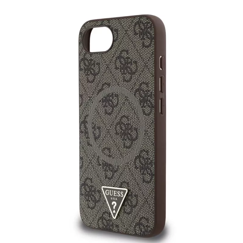 Guess 4G Ring Triangle Logo MagSafe Case für iPhone 16e (Braun)