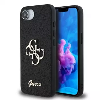 Guess Fixed Glitter Big 4G Case für iPhone 16e (Schwarz)