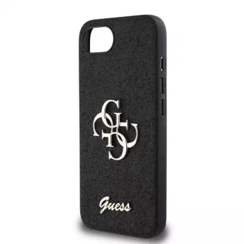Guess Fixed Glitter Big 4G Case für iPhone 16e (Schwarz)