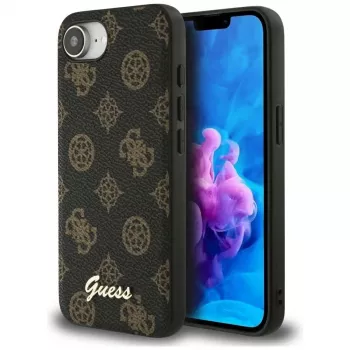 Guess Peony Script Logo MagSafe Case für Apple iPhone 16e / 17e, Schwarz