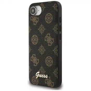 Guess Peony Script Logo MagSafe Case für Apple iPhone 16e / 17e, Schwarz