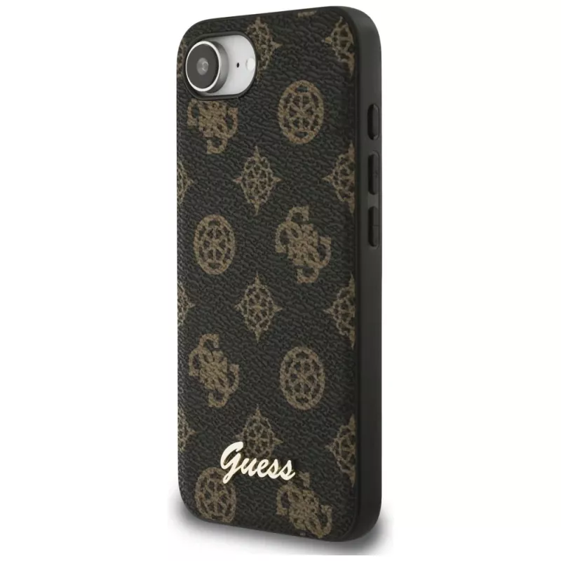 Guess Peony Script Logo MagSafe Case für Apple iPhone 16e / 17e, Schwarz