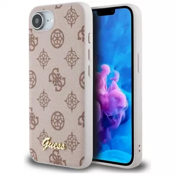 Guess Peony Script Logo MagSafe Case für iPhone 16e / 17e Braun