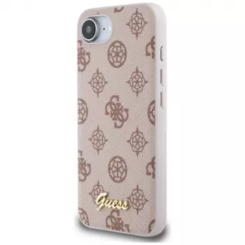 Guess Peony Script Logo MagSafe Case für iPhone 16e / 17e Braun