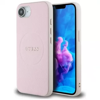Guess Grained Ring MagSafe Case für Apple iPhone 16e (Pink)