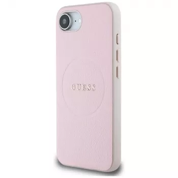Guess Grained Ring MagSafe Case für Apple iPhone 16e (Pink)