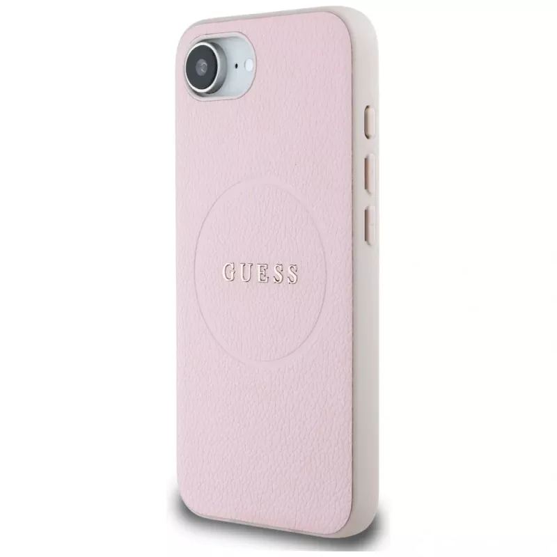 Guess Grained Ring MagSafe Case für Apple iPhone 16e (Pink)