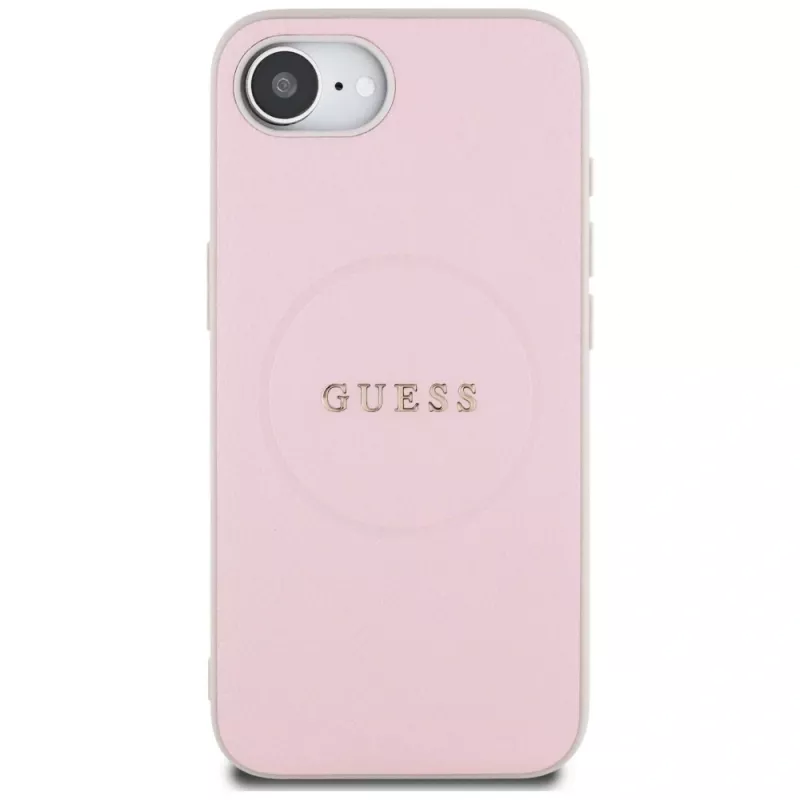 Guess Grained Ring MagSafe Case für Apple iPhone 16e (Pink)