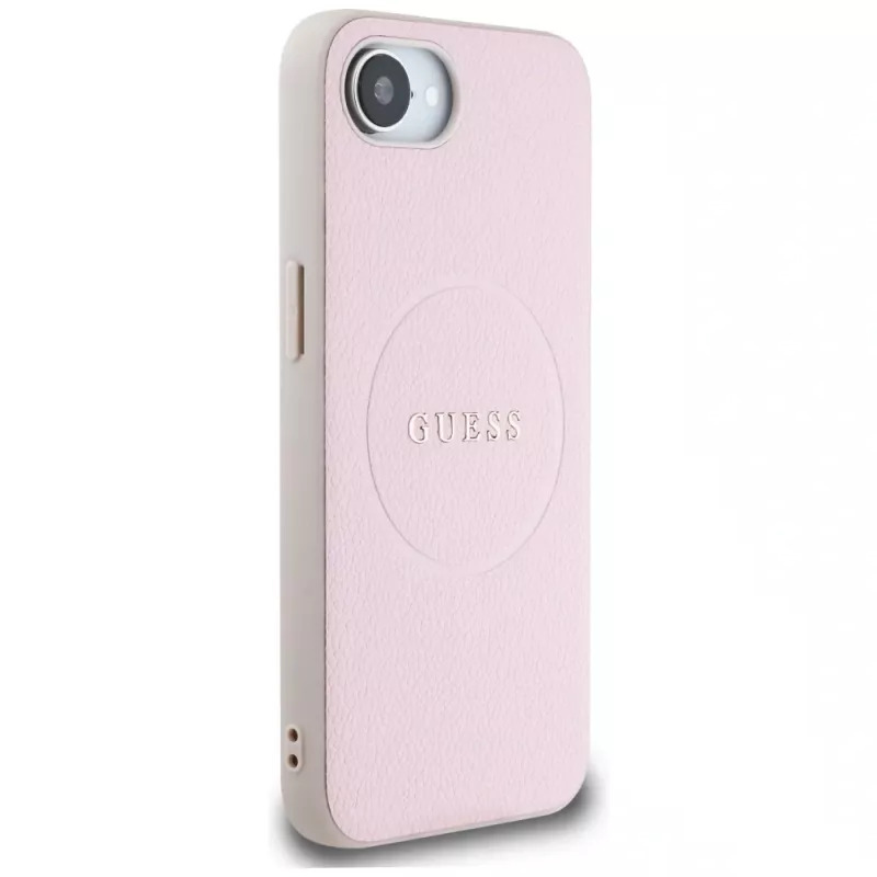 Guess Grained Ring MagSafe Case für Apple iPhone 16e (Pink)
