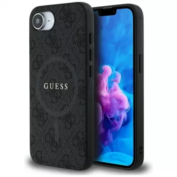 Guess 4G Ring Classic Logo MagSafe Case für iPhone 16e (Schwarz)