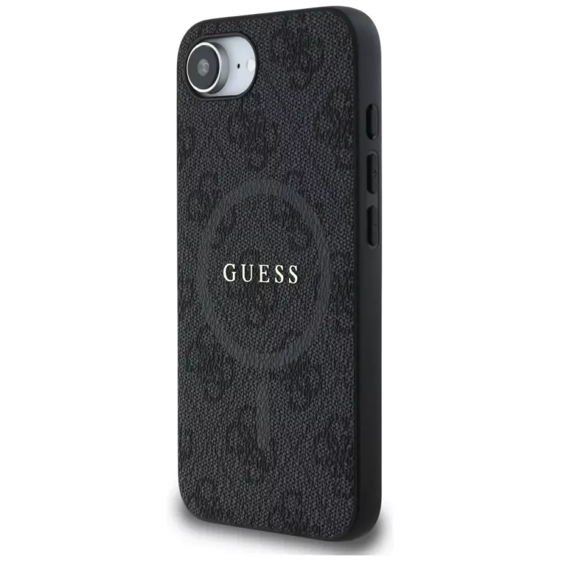 Guess 4G Ring Classic Logo MagSafe Case für iPhone 16e (Schwarz)