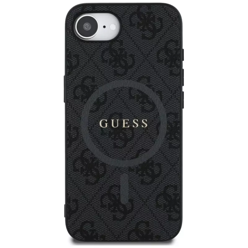 Guess 4G Ring Classic Logo MagSafe Case für iPhone 16e (Schwarz)
