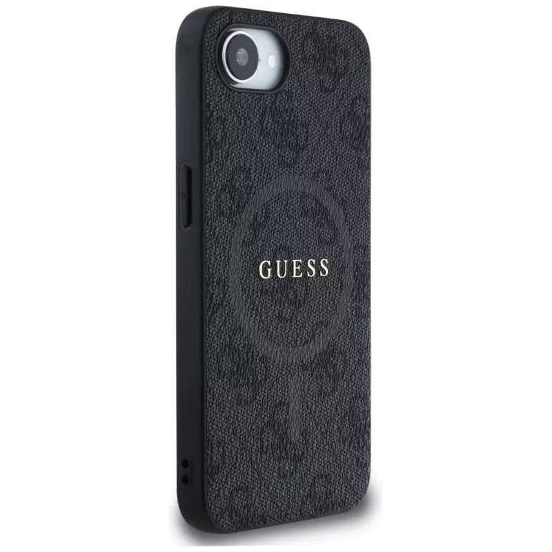 Guess 4G Ring Classic Logo MagSafe Case für iPhone 16e (Schwarz)