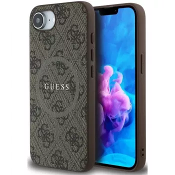 Guess 4G Ring Classic Logo MagSafe Case für Apple iPhone 16e (Braun)