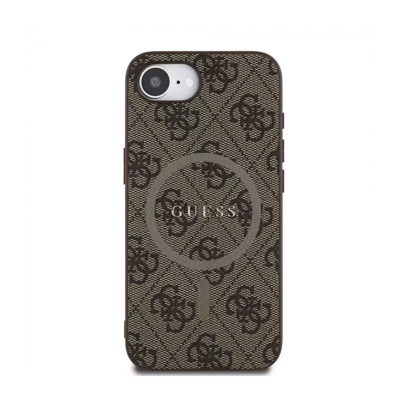 Guess 4G Ring Classic Logo MagSafe Case für Apple iPhone 16e (Braun)