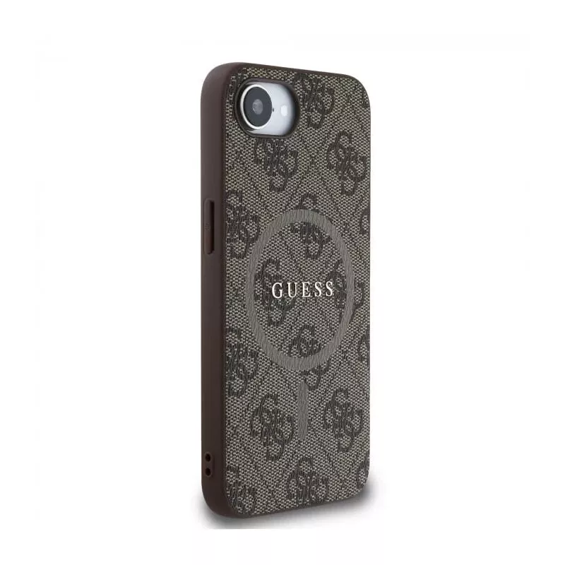 Guess 4G Ring Classic Logo MagSafe Case für Apple iPhone 16e (Braun)