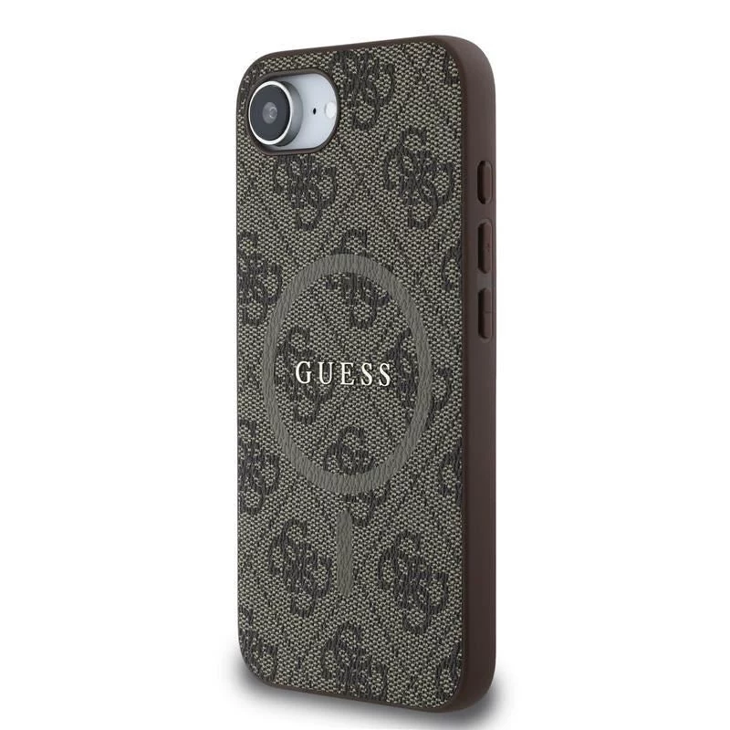 Guess 4G Ring Classic Logo MagSafe Case für Apple iPhone 16e (Braun)