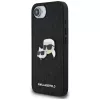 Karl Lagerfeld Fixed Glitter Karl & Choupette Heads Metal Pin Case für Apple iPhone 16e (Schwarz)