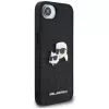 Karl Lagerfeld Fixed Glitter Karl & Choupette Heads Metal Pin Case für Apple iPhone 16e (Schwarz)