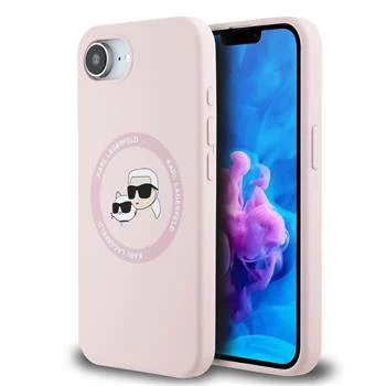 Karl Lagerfeld Silicone Karl & Choupette Heads MagSafe Case für iPhone 16e / 17e Pink