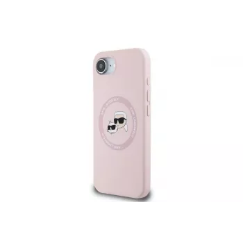 Karl Lagerfeld Silicone Karl & Choupette Heads MagSafe Case für iPhone 16e / 17e Pink