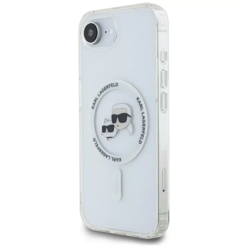 KARL LAGERFELD IML Metal Karl & Choupette Heads MagSafe Case für iPhone 16e/17e Weiß