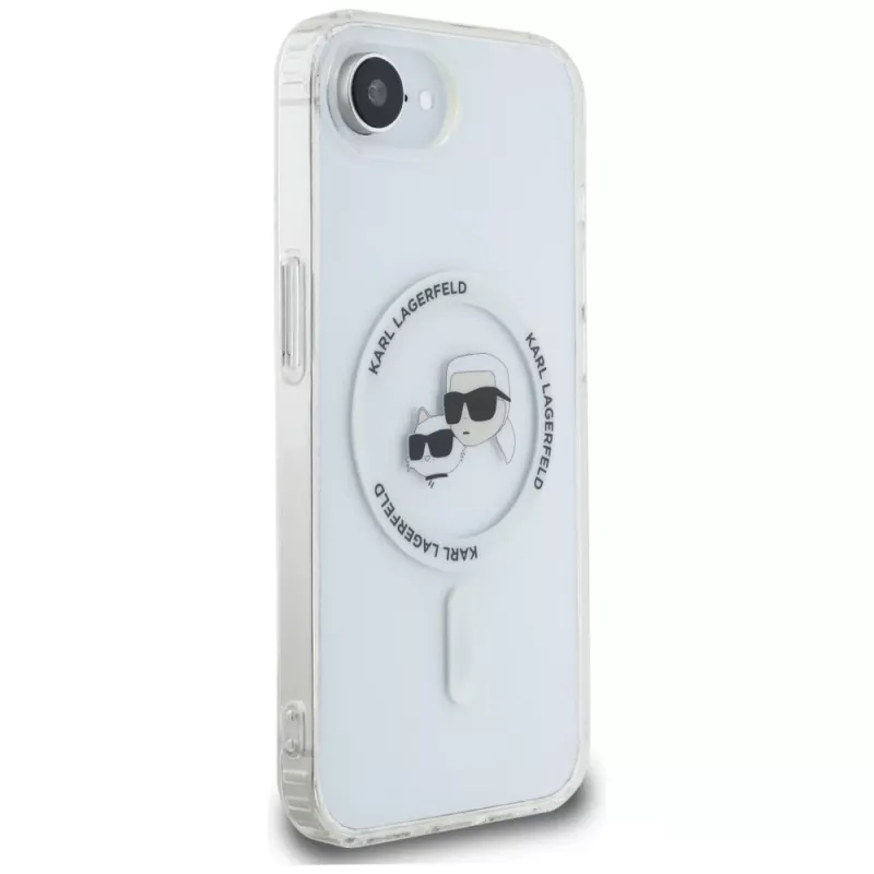 KARL LAGERFELD IML Metal Karl & Choupette Heads MagSafe Case für iPhone 16e/17e Weiß