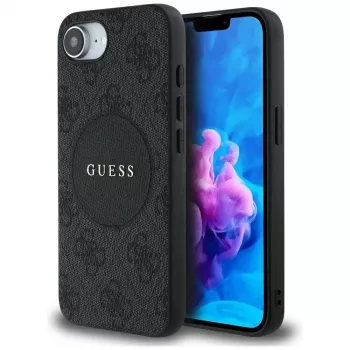 Guess 4G Circle Classic Logo MagSafe Case für iPhone 16e - Schwarz