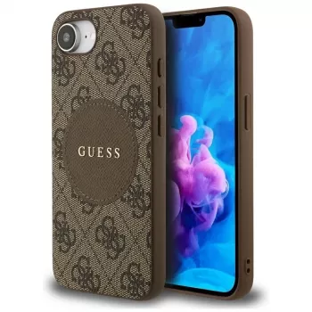 Guess 4G Circle Classic Logo MagSafe Case für iPhone 16e (Braun)
