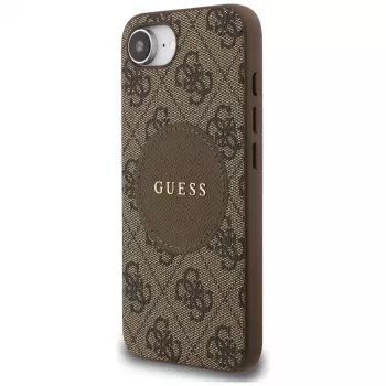 Guess 4G Circle Classic Logo MagSafe Case für iPhone 16e (Braun)