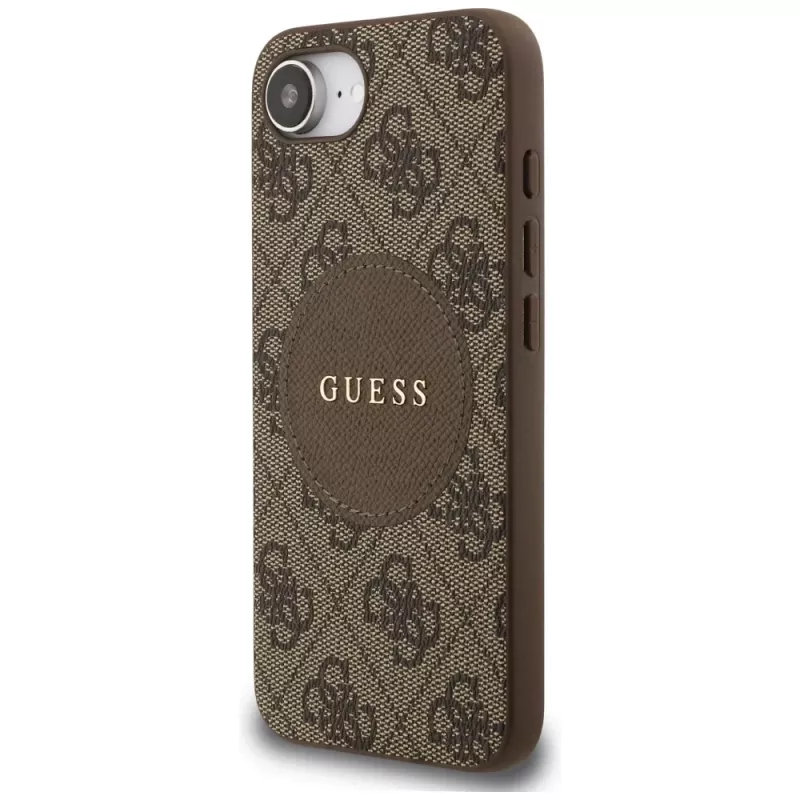 Guess 4G Circle Classic Logo MagSafe Case für iPhone 16e (Braun)