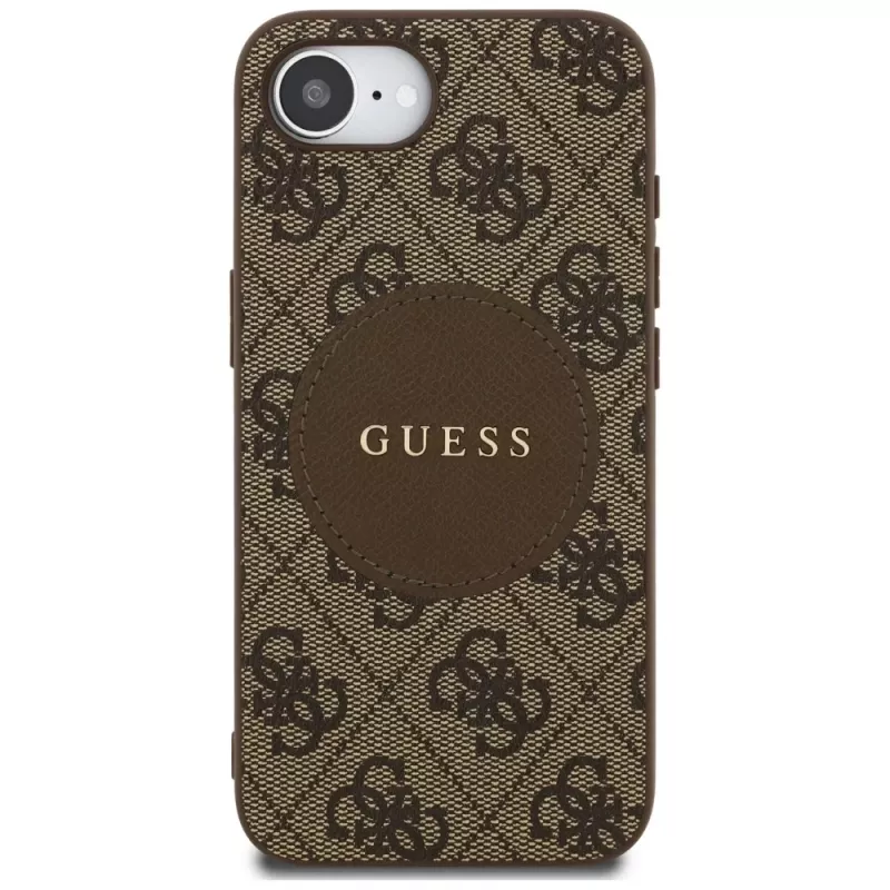 Guess 4G Circle Classic Logo MagSafe Case für iPhone 16e (Braun)