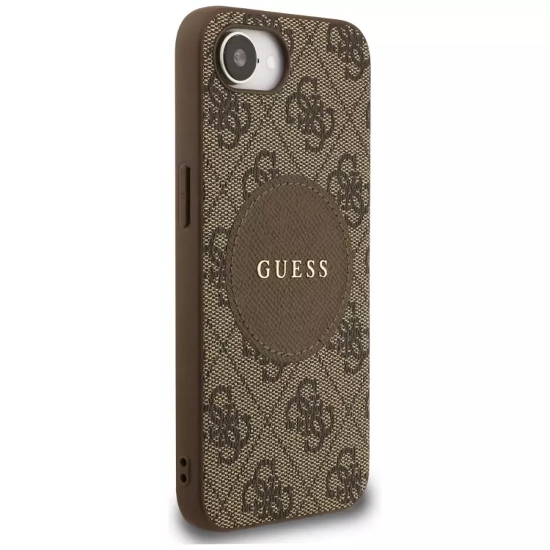 Guess 4G Circle Classic Logo MagSafe Case für iPhone 16e (Braun)