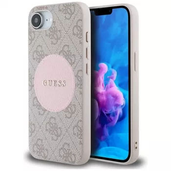 Guess 4G Circle Classic Logo MagSafe Case für iPhone 16e - Pink