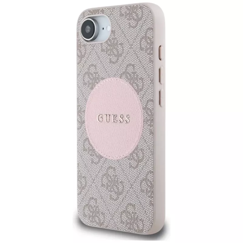 Guess 4G Circle Classic Logo MagSafe Case für iPhone 16e - Pink