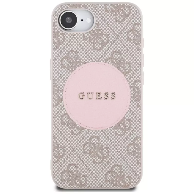 Guess 4G Circle Classic Logo MagSafe Case für iPhone 16e - Pink