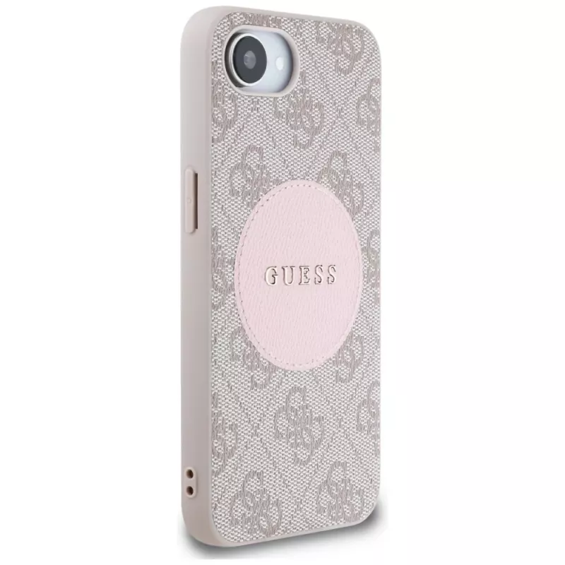 Guess 4G Circle Classic Logo MagSafe Case für iPhone 16e - Pink