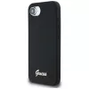 Guess Silicone Script Metal Logo MagSafe Case für iPhone 16e (Schwarz)