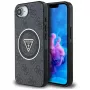 Guess IML Metal Glitter 4G Circle Triangle MagSafe Case für iPhone 16e (Schwarz)