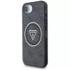 Guess IML Metal Glitter 4G Circle Triangle MagSafe Case für iPhone 16e (Schwarz)