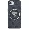 Guess IML Metal Glitter 4G Circle Triangle MagSafe Case für iPhone 16e (Schwarz)