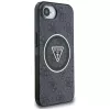 Guess IML Metal Glitter 4G Circle Triangle MagSafe Case für iPhone 16e (Schwarz)