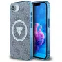 Guess IML Metal Glitter 4G Circle Triangle MagSafe Case für iPhone 16e (Blau)