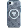 Guess IML Metal Glitter 4G Circle Triangle MagSafe Case für iPhone 16e (Blau)