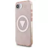 Guess IML Metal Glitter 4G Circle Triangle MagSafe Case für Apple iPhone 16e (Pink)