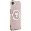 Guess IML Metal Glitter 4G Circle Triangle MagSafe Case für Apple iPhone 16e (Pink)