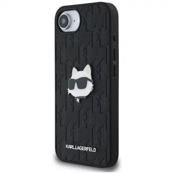 KARL LAGERFELD Monogram Choupette Head Pin Case für iPhone 16e / 17e Schwarz
